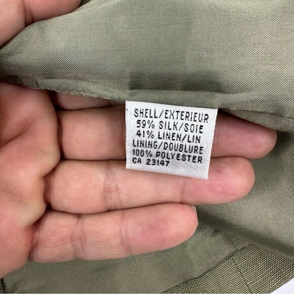Talbots Women's Green‎ Silk Linen Mandarin Collar Button Up Luxury Blazer 10/C39 - Picture 10 of 14